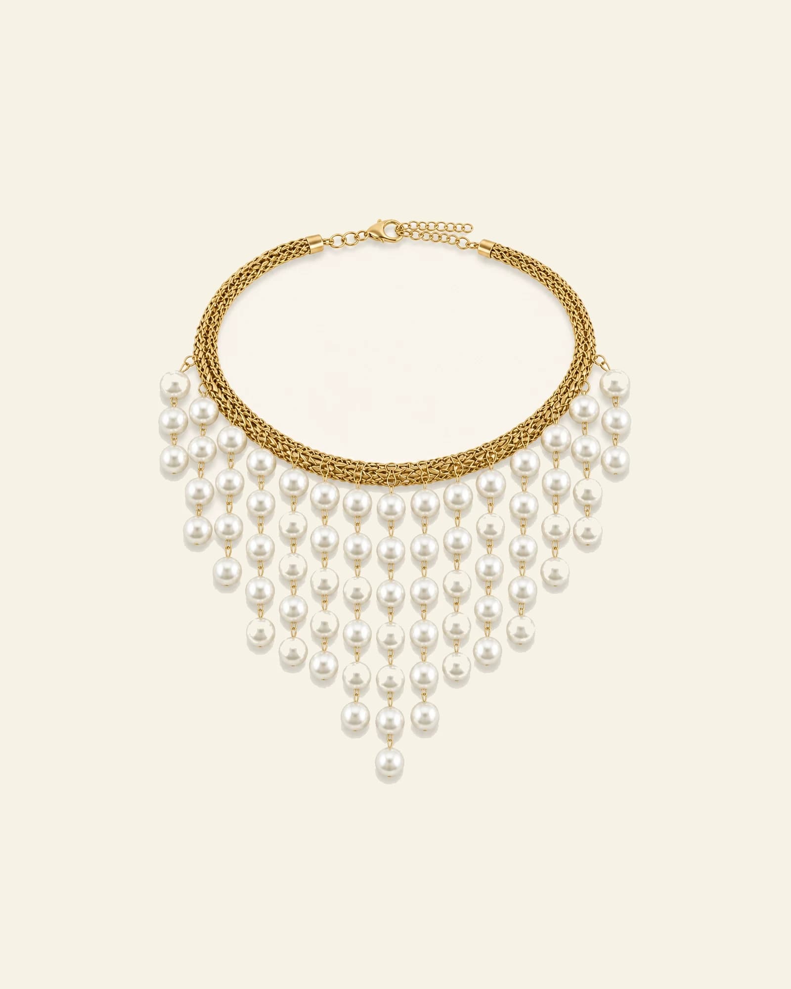 Cascade de Perles necklace with tiers of pearls and polished gold